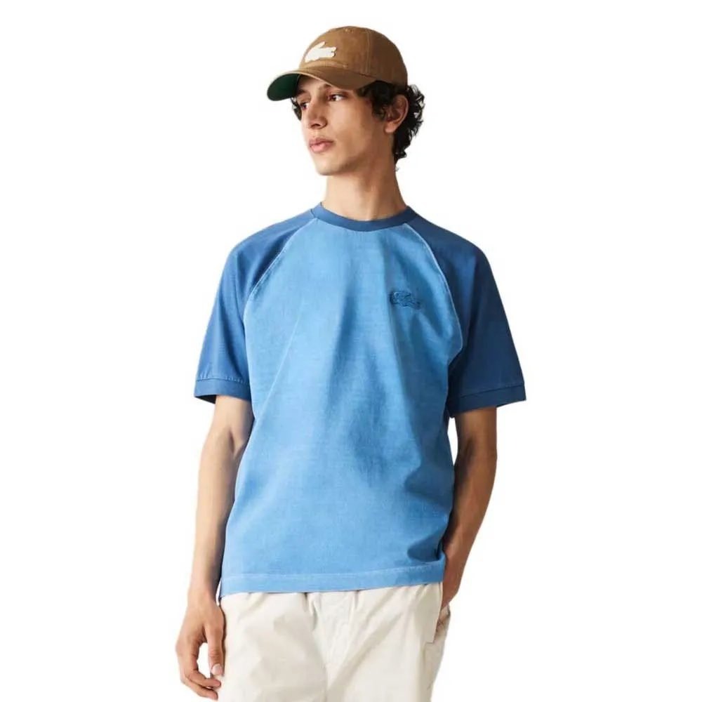 NWOT Lacoste Relaxed Fit T-Shirt Mens XL Blue Baseball Raglan‎ Short Sleeve